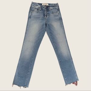 AMO high rise babe sweet cheeks raw hem jeans